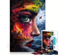 Rompecabezas de 1000 Piezas Mujer con Ojo de Paisaje - Entrenamiento de Memoria - Diversión con Superficie Lisa y sin Rebabas - Un desafío entretenido para el Tiempo Libre (38x52cm)