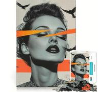 Rompecabezas de 1000 Piezas Mujer con pájaros y Rayas - Juego de Ejercicios de Pensamiento - Encaje Huecos - Desafío Interactivo para el Cerebro en casa (38x26cm)