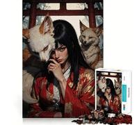 Rompecabezas de 1000 Piezas Mujer con Zorros en un Entorno japonés,un Divertido Juego Mental con un diseño Que no Deja Huecos y Encaja a la perfección Regalo Ideal para reuniones Familiares
