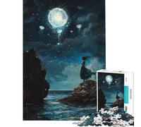 Rompecabezas de 1000 Piezas Mujer contemplando el Cielo Iluminado por la Luna Un Reto para completar Pero un Juguete Divertido y Original para Decorar la Pared Ideal para niños de 14 años en adelante