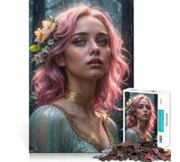 Rompecabezas de 1000 Piezas Mujer de Pelo Rosa en el Bosque para Adultos Mejora la Memoria, Alivia la ansiedad y Decora la Pared con Bordes Afilados (50x75cm)