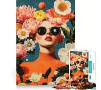 Rompecabezas de 1000 Piezas Mujer Entre Flores y Estrellas - Juego de Ejercicios de Pensamiento - Encaje Huecos - Desafío Interactivo para el Cerebro en casa (38x52cm)