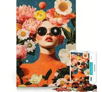 Rompecabezas de 1000 Piezas Mujer Entre Flores y Estrellas para Adolescentes Juego de Memoria y concentración Calidad Profesional Ideal para Recortar y Relajarse en Grupo (38x26cm)