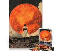 Rompecabezas de 1000 Piezas Mujer Frente a una Luna roja Gigante para Adolescentes Ideal para Entrenar la Mente y Practicar la evasión Consciente Bordes definidos Regalo de Temporada (50x75cm)