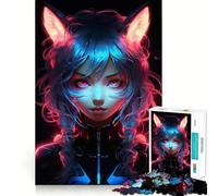 Rompecabezas de 1000 Piezas Mujer,Gato,Adolescentes con diseño de Memoria Componentes Resistentes y fáciles de Transportar (50x75cm)