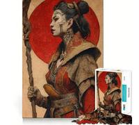 Rompecabezas de 1000 piezas Mujer guerrera con bastón y tatuajes Juguete creativo para desarrollar la habilidad Componentes resistentes y de corte limpio Ideal para llevar de viaje Juego mental Regalo