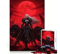 Rompecabezas de 1000 Piezas Mujer guerrera con Lobos bajo la Luna roja para Adultos Ideal para fomentar el Pensamiento crítico y la atención Plena Ajuste Firme Navidad (38x52cm)