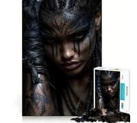 Rompecabezas de 1000 Piezas Mujer guerrera con Maquillaje Tribal Juego para ejercitar la Mente Artesanía de Corte experta Un pasatiempo Fascinante para los Momentos de Ocio (38x26cm)