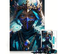 Rompecabezas de 1000 Piezas Mujer guerrera con máscara Diversión para potenciar la concentración Corte láser para un Ajuste Actividad para Compartir con Seres Queridos (38x26cm)