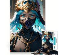 Rompecabezas de 1000 Piezas Mujer guerrera con máscara Juego cognitivo Divertido Troquelado de Alta precisión aliviar el estrés (38x52cm)