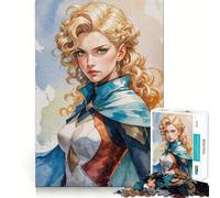 Rompecabezas de 1000 Piezas Mujer guerrera Rubia,Juego de Bordes sin Costuras,Juego de ingenio,Entretenimiento para el Tiempo Libre,Regalo artístico de Navidad 50x75cm