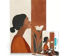 Rompecabezas de 1000 Piezas Mujer inhalando una Flor para Adultos Diversión y Entrenamiento Mental Corte láser Actividad Relajante para Grupos en Interiores (38x52cm)