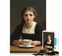 Rompecabezas de 1000 Piezas Mujer Joven con Taza de té Juego cognitivo Divertido con Estructura de Encaje preciso Actividad para Fortalecer los Lazos Familiares (50x75cm)