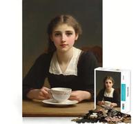 Rompecabezas de 1000 Piezas Mujer Joven con Taza de té para ejercitar la Mente Piezas de Ajuste preciso Un pasatiempo Fascinante para los Momentos de Ocio (38x52cm)