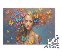 Rompecabezas de 1000 Piezas Mujer Mariposa con una Mujer rodeada de Mariposas. Juego Educativo para Adultos. Difícil y desafiante.38x26cm.