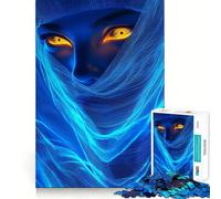 Rompecabezas de 1000 Piezas Mujer misteriosa con Velo Azul para Adultos Juguete de lógica Clara, Divertido y Relajante Corte Perfecto Regalo Elegante (50x75cm)