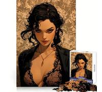Rompecabezas de 1000 Piezas Mujer Misteriosa de Negro para Adultos Juguete de lógica Clara, Divertido y Relajante Corte Perfecto Regalo Elegante (38x52cm)