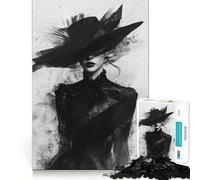 Rompecabezas de 1000 Piezas Mujer Misteriosa de Negro para Adultos Juguete de lógica Clara, Divertido y Relajante Corte Perfecto Regalo Elegante (50x75cm)