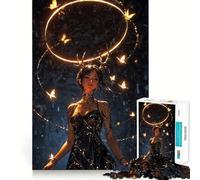 Rompecabezas de 1000 Piezas Mujer mística con Mariposas para Adolescentes Rompecabezas Mental para aliviar la tensión Arte para armar Regalo Premium (38x26cm)