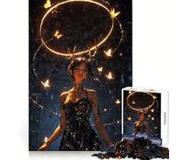 Rompecabezas de 1000 Piezas Mujer mística con Mariposas para Adolescentes Rompecabezas Mental para aliviar la tensión Arte para armar Regalo Premium (38x26cm)