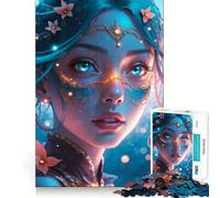 Rompecabezas de 1000 Piezas Mujer mística de Ojos Azules para Adultos y Adolescentes Juguete de lógica para Relajarse Corte de precisión Regalo Ideal (38x52cm)