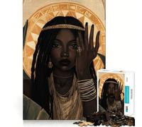 Rompecabezas de 1000 Piezas Mujer Negra con Joyas de Oro,Corte Impecable Divertido,Juguete para ejercitar la Mente,Juego para el Tiempo Libre,Regalo artístico de Navidad 38x52cm