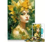 Rompecabezas de 1000 Piezas Mujer otoñal con Hojas Juego de lógica y Pensamiento Ideal para Relajarse (38x26cm)