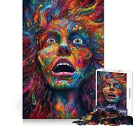 Rompecabezas de 1000 Piezas Mujer Psicodélica para Adolescentes Juego Inteligente de Rompecabezas Tiempo de Aprendizaje Imagen para armar Regalo Encantador (38x26cm)