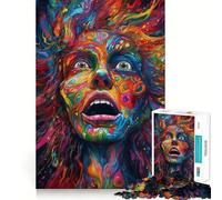 Rompecabezas de 1000 Piezas Mujer Psicodélica para Adultos, Juguete para ejercitar la Mente, Juego de Interior, Pieza de Arte de Corte preciso (38x52cm)