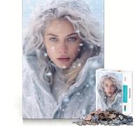 Rompecabezas de 1000 Piezas Mujer Rubia Entre Copos de Nieve Corte Impecable Divertido Juguete para ejercitar la Mente,Ideal para Momentos de Ocio o como Regalo navideño 50x75cm