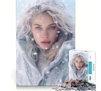Rompecabezas de 1000 Piezas Mujer Rubia Entre Copos de Nieve Juego de Bordes Juguete para Entrenar la Mente Diversión para Jugar despacio Regalo de cumpleaños 38x26cm