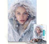 Rompecabezas de 1000 Piezas Mujer Rubia Entre Copos de Nieve,Piezas de Ajuste preciso,Juego Divertido y Relajante,Ideal para Momentos de diversión o para exhibir en Navidad 38x52cm