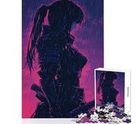 Rompecabezas de 1000 Piezas: Mujer samurái bajo la Lluvia Juguete Educativo Regalo de Amigo Secreto Juegos relajantes con póster a Juego y Hoja de Trivia tamaño 50x75cm