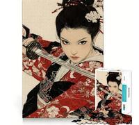Rompecabezas de 1000 Piezas Mujer samurái con Espada para Adolescentes Juguete Que desafía la Mente Pasatiempo Tranquilo Corte preciso Regalo de Temporada (38x52cm)