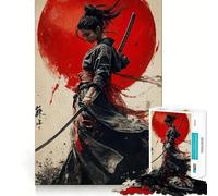 Rompecabezas de 1000 Piezas Mujer samurái con Sol Rojo para Adultos y Adolescentes Ideal para Relajarse, calmarse y desconectar Corte Suave Regalo conmovedor (50x75cm)