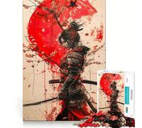 Rompecabezas de 1000 Piezas Mujer Samurai Luna Roja para Adultos Juguete Inteligente para el hogar Disfruta de Bordes Afilados Artículo de Santa Claus (38x26cm)