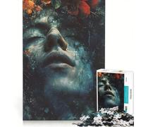 Rompecabezas de 1000 Piezas Mujer Surrealista Hojas Naturaleza Juego práctico para Entrenar tu Cerebro y Tus Manos con Piezas de Formas aleatorias Que encajan Perfectamente 50x75cm
