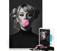Rompecabezas de 1000 Piezas Mujer y Chicle Rosa para Adolescentes Juego de Memoria y concentración Calidad Profesional Ideal para Recortar y Relajarse en Grupo (38x26cm)