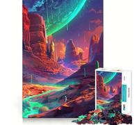 Rompecabezas de 1000 Piezas Mundo Mítico en Colores neón para Adultos Juguete para la Mente Que Alivia la ansiedad Bordes precisos Regalo Original (38x26cm)