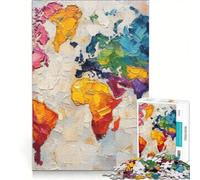 Rompecabezas de 1000 Piezas Mundo Vívido - Mapa Texturizado de Colores Juego de ingenio desafío difícil Toda la Familia 50x75cm