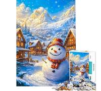 Rompecabezas de 1000 Piezas Muñeco de Nieve en un país de Las Maravillas Invernal Juego de ingenio para Adultos Diversión en Familia Regalo Ideal para Amigos y Familiares (tamaño 38x26cm)