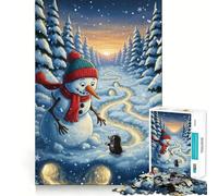 Rompecabezas de 1000 Piezas Muñeco de Nieve y Topo en Paisaje Invernal Ideal para Adolescentes Mejora la Memoria Relájate y Disfruta de un Corte Firme Regalo Festivo (38x52cm)