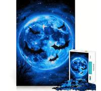 Rompecabezas de 1000 Piezas Murciélagos Volando Frente a la Luna Azul Decoración práctica y Divertida para la Mente Ideal para Jugar en un Ambiente Acogedor Navidad (38x26cm)