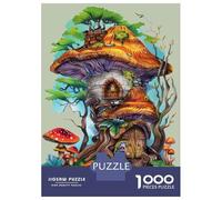 Rompecabezas De 1000 Piezas - Mushroom House Fantasy Art Print-3 Rompecabezas para Adultos Juego De Ingenio Desafío Difícil Regalos para Reducir El Estrés 52x38cm/1000pcs