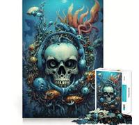 Rompecabezas de 1000 Piezas - Música Bio Punk Calavera Agua Corte preciso Juego Divertido de Pensar Tiempo Lento Divertido Navidad Arte para el hogar (38x52cm)