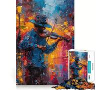 Rompecabezas de 1000 Piezas Músico Callejero con violín para Adultos Juguete de lógica Mental, antiestrés, Corte Firme, Regalo increíble 50x75cm