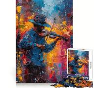 Rompecabezas de 1000 Piezas Músico Callejero con violín para Adultos Juguete de lógica Mental, antiestrés, Corte Firme, Regalo increíble 50x75cm