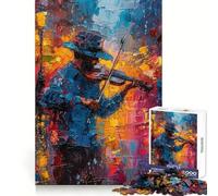 Rompecabezas de 1000 Piezas Músico Callejero con violín para Adultos Juguete de lógica para Jugar en Interiores Corte de precisión Regalo Ideal 38x26cm