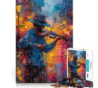 Rompecabezas de 1000 Piezas Músico Callejero con violín para Adultos Juguete de lógica para Jugar en Interiores Corte de precisión Regalo Ideal 38x26cm