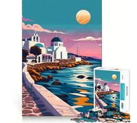 Rompecabezas de 1000 Piezas,Mykonos,Grecia,Arte costero,preciso,Divertido,Juguete para ejercitar la Mente,Momento de Paz,Juego,Pieza de Arte navideña (38x52cm)